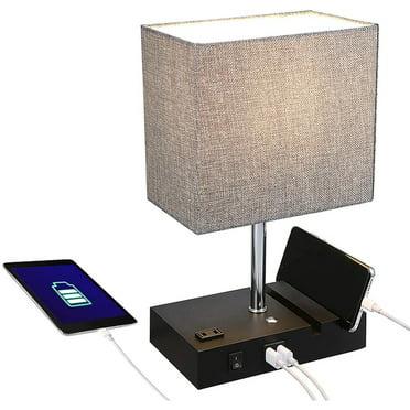 Lifeholder Touch Lamp with 2 Phone Stands,Dimmable USB Lamp Include 2 Warm Edison Bulbs Grey Table Lamp Built in 2 USB Ports & 2 AC Outlet Set of 2 Bedside Lamps Idea for Bedroom or Living Room 